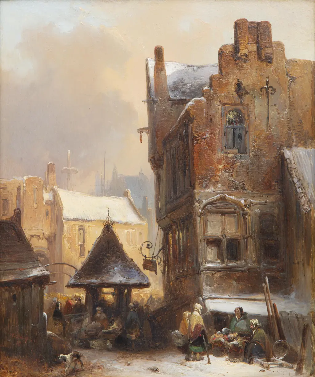 Stadsgezicht in de winter 